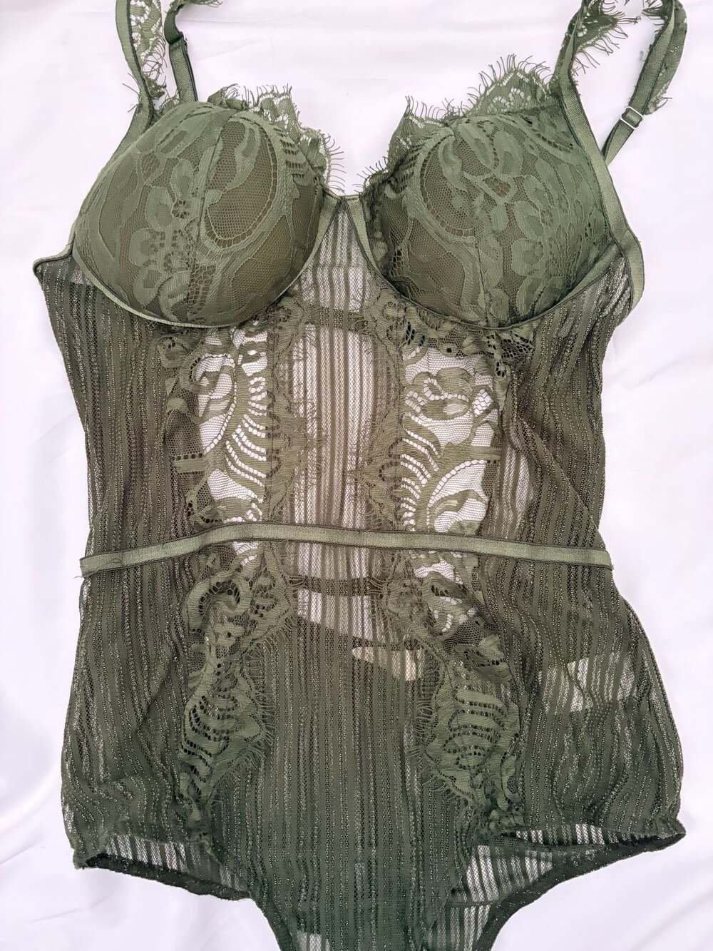 Chocolate USA Green Lace Underwire Bustier Bodysuit Size S - Picture 5 of 8